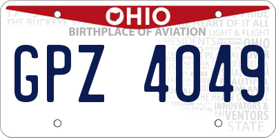 OH license plate GPZ4049