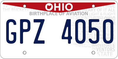 OH license plate GPZ4050