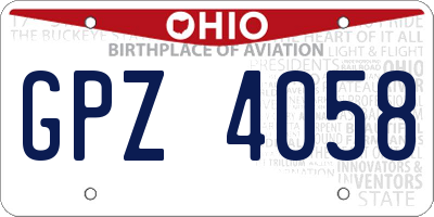OH license plate GPZ4058