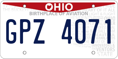 OH license plate GPZ4071