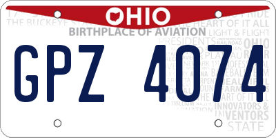 OH license plate GPZ4074