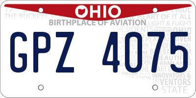 OH license plate GPZ4075