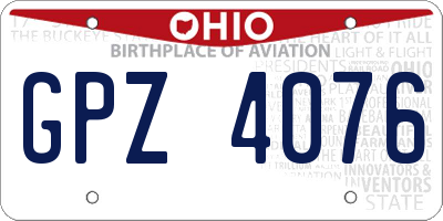 OH license plate GPZ4076
