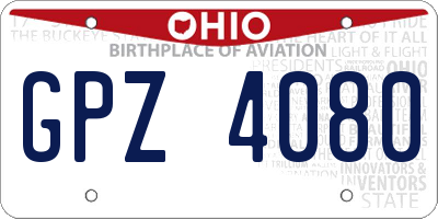 OH license plate GPZ4080