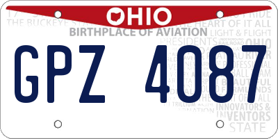 OH license plate GPZ4087