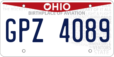 OH license plate GPZ4089