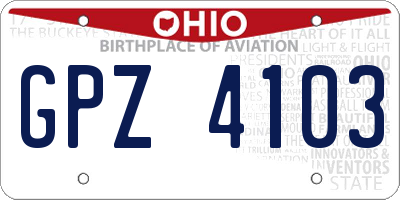 OH license plate GPZ4103