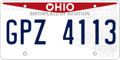 OH license plate GPZ4113