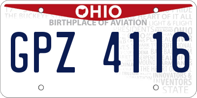 OH license plate GPZ4116