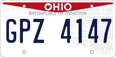 OH license plate GPZ4147