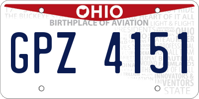 OH license plate GPZ4151