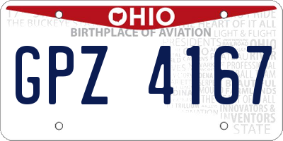 OH license plate GPZ4167