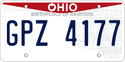 OH license plate GPZ4177