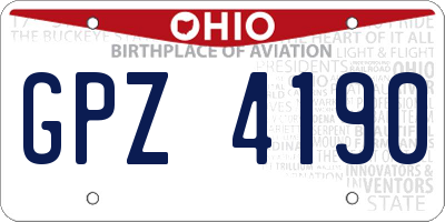 OH license plate GPZ4190