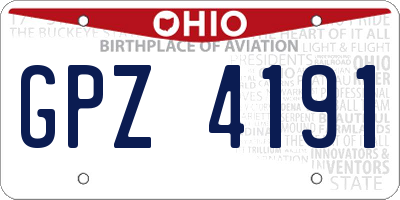 OH license plate GPZ4191