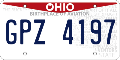 OH license plate GPZ4197