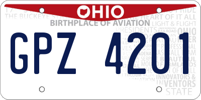 OH license plate GPZ4201