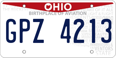OH license plate GPZ4213