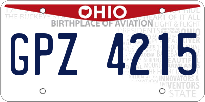 OH license plate GPZ4215