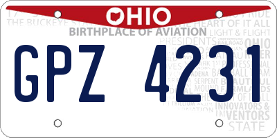 OH license plate GPZ4231