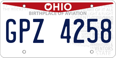 OH license plate GPZ4258