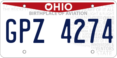 OH license plate GPZ4274