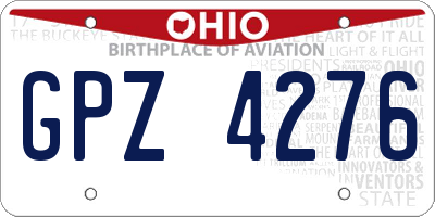OH license plate GPZ4276