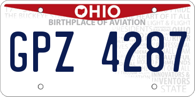 OH license plate GPZ4287