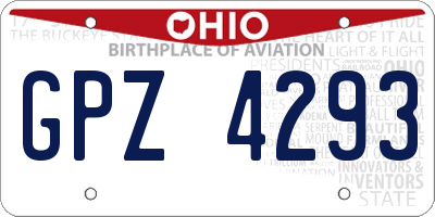 OH license plate GPZ4293