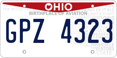 OH license plate GPZ4323