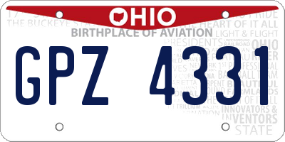 OH license plate GPZ4331