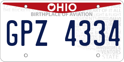 OH license plate GPZ4334