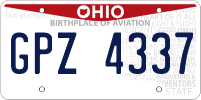 OH license plate GPZ4337