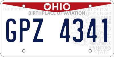 OH license plate GPZ4341