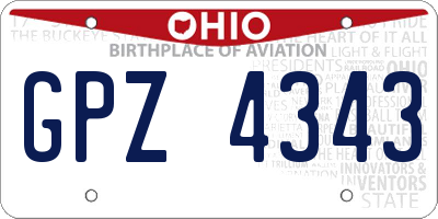 OH license plate GPZ4343