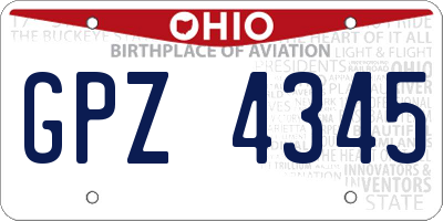 OH license plate GPZ4345