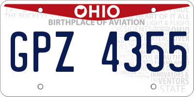 OH license plate GPZ4355