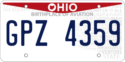 OH license plate GPZ4359