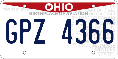 OH license plate GPZ4366