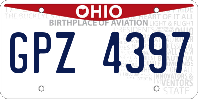 OH license plate GPZ4397
