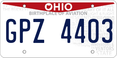 OH license plate GPZ4403