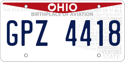 OH license plate GPZ4418
