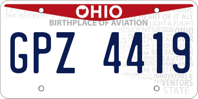 OH license plate GPZ4419