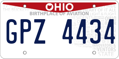 OH license plate GPZ4434