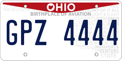 OH license plate GPZ4444