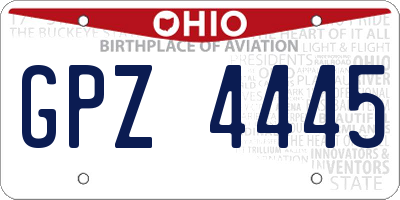OH license plate GPZ4445