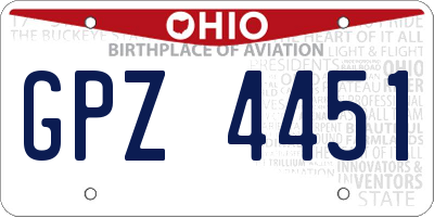 OH license plate GPZ4451