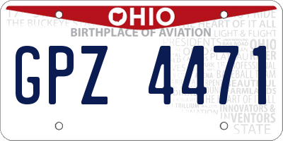 OH license plate GPZ4471
