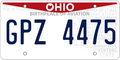 OH license plate GPZ4475