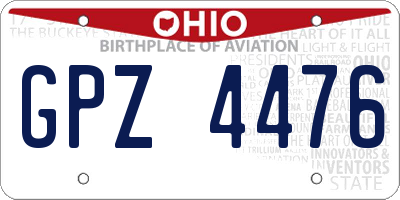OH license plate GPZ4476